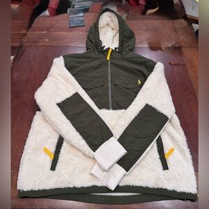 POLO RALPH LAUREN Mens 1/2 Zip ColorBlock Hybrid Hi Pile Fleece Hoodie Large